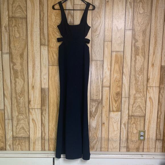 Jill Jill Stuart Navy Blue Cut-Out Gown Maxi Dress Size 2 A-Line Tank Straps - Picture 2 of 15